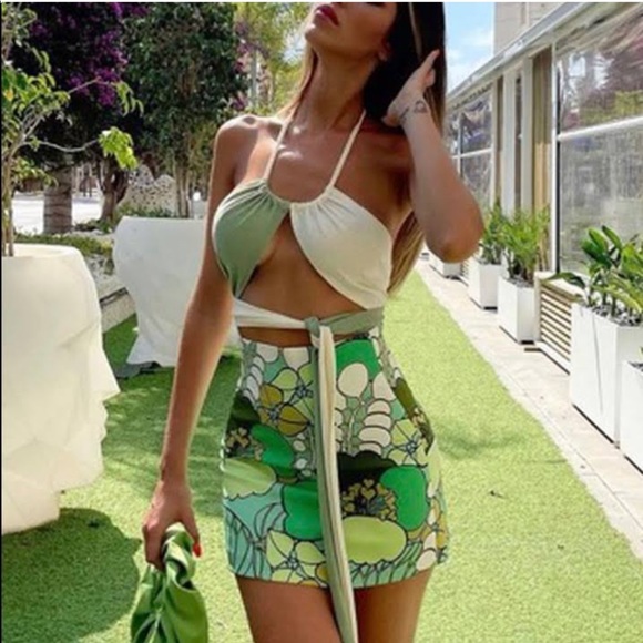 Zara printed mini skirt green - Picture 3 of 6